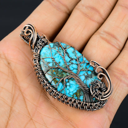 Turquoise Gemstone Tree of Life Pendant