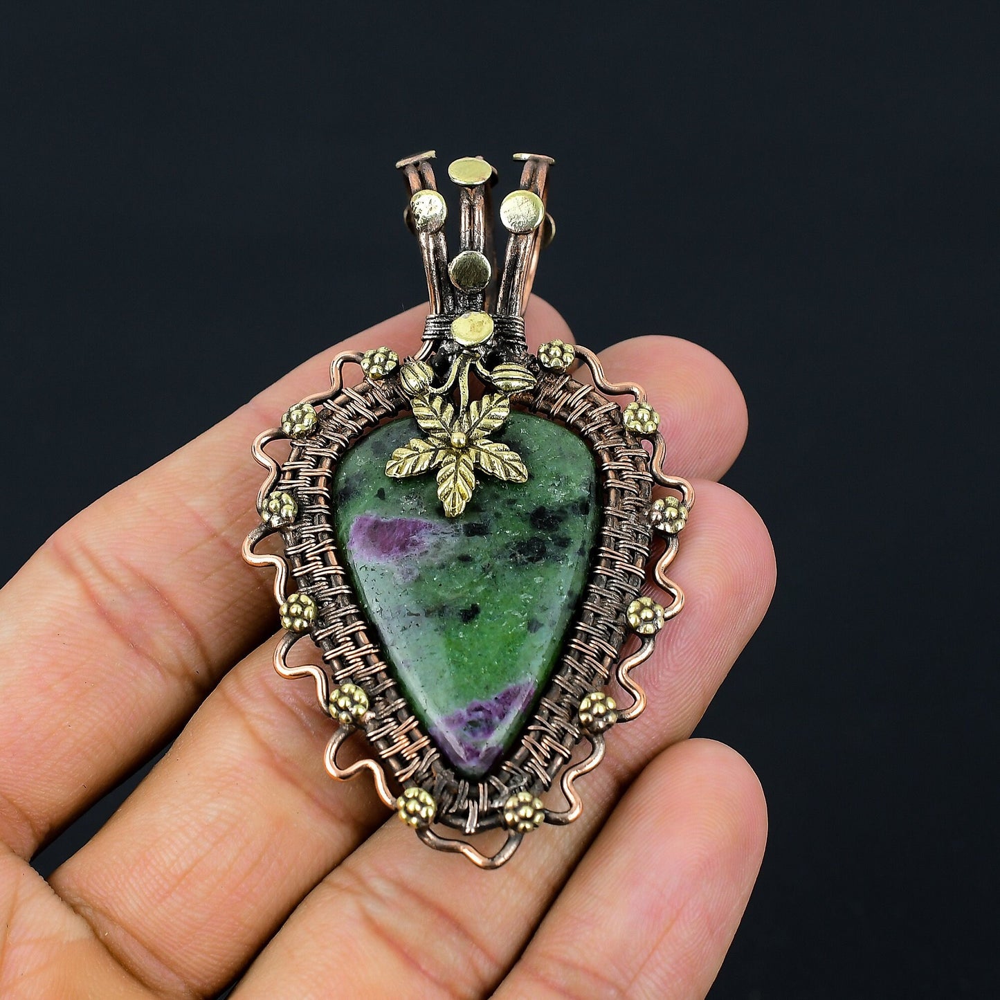 Green Ruby Zoisite Gemstone Pendant