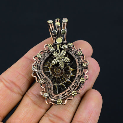 Copper Ammonite Gemstone Pendant