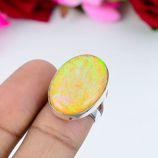 Orange Triplet Opal Sterling Silver Ring