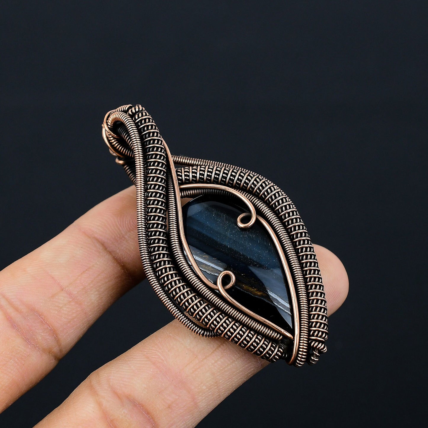 Blue Tiger Eye Gemstone Pendant