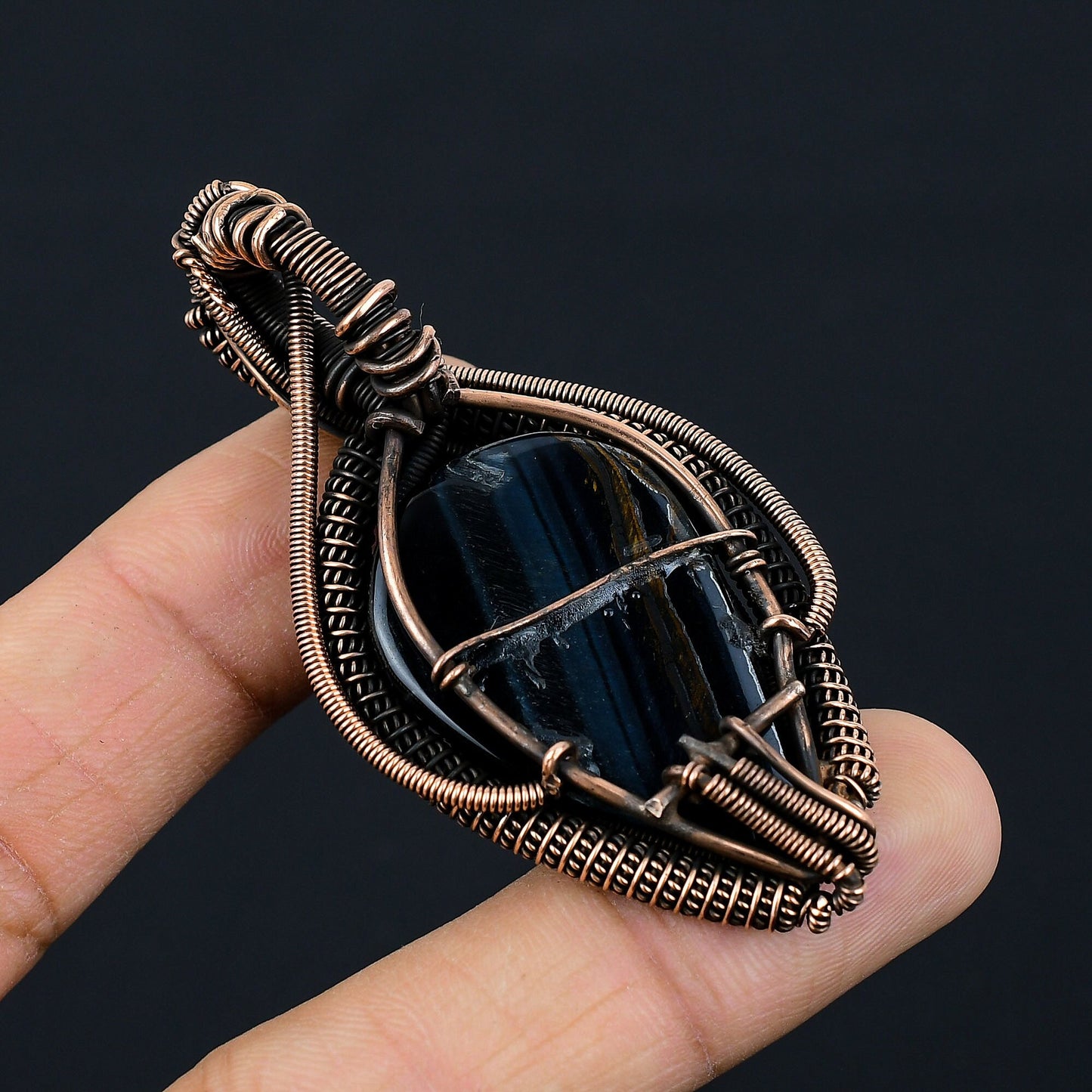 Blue Tiger Eye Gemstone Pendant