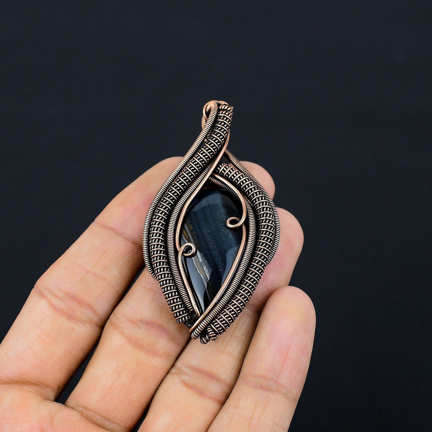 Blue Tiger Eye Gemstone Pendant