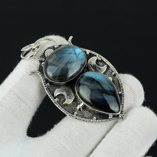 Blue Labradorite Double Gemstone Pendant