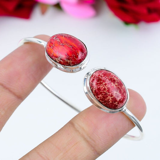 Beige Sea Sediment Jasper Cuff Bangle