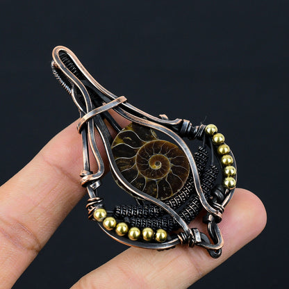 Copper Ammonite Gemstone Pendant