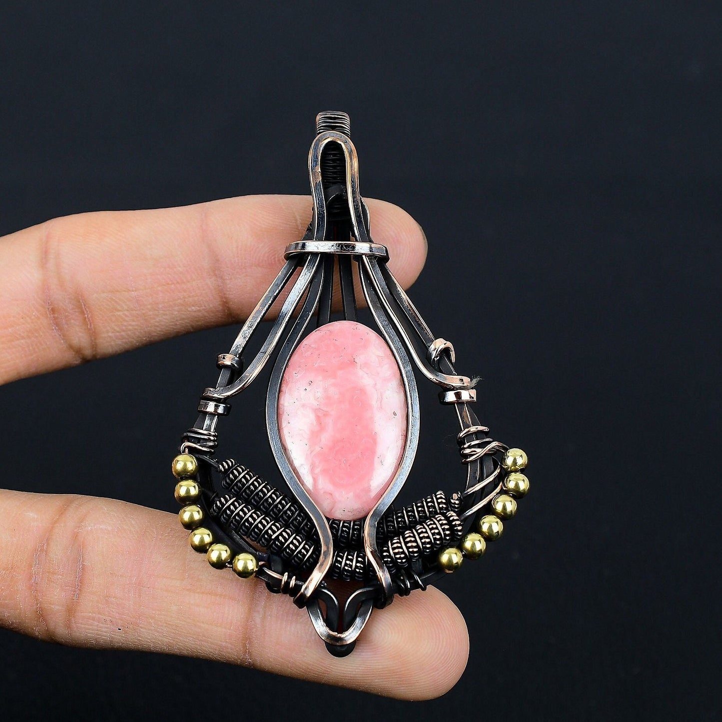 Pink Rhodochrosite Gemstone Pendant