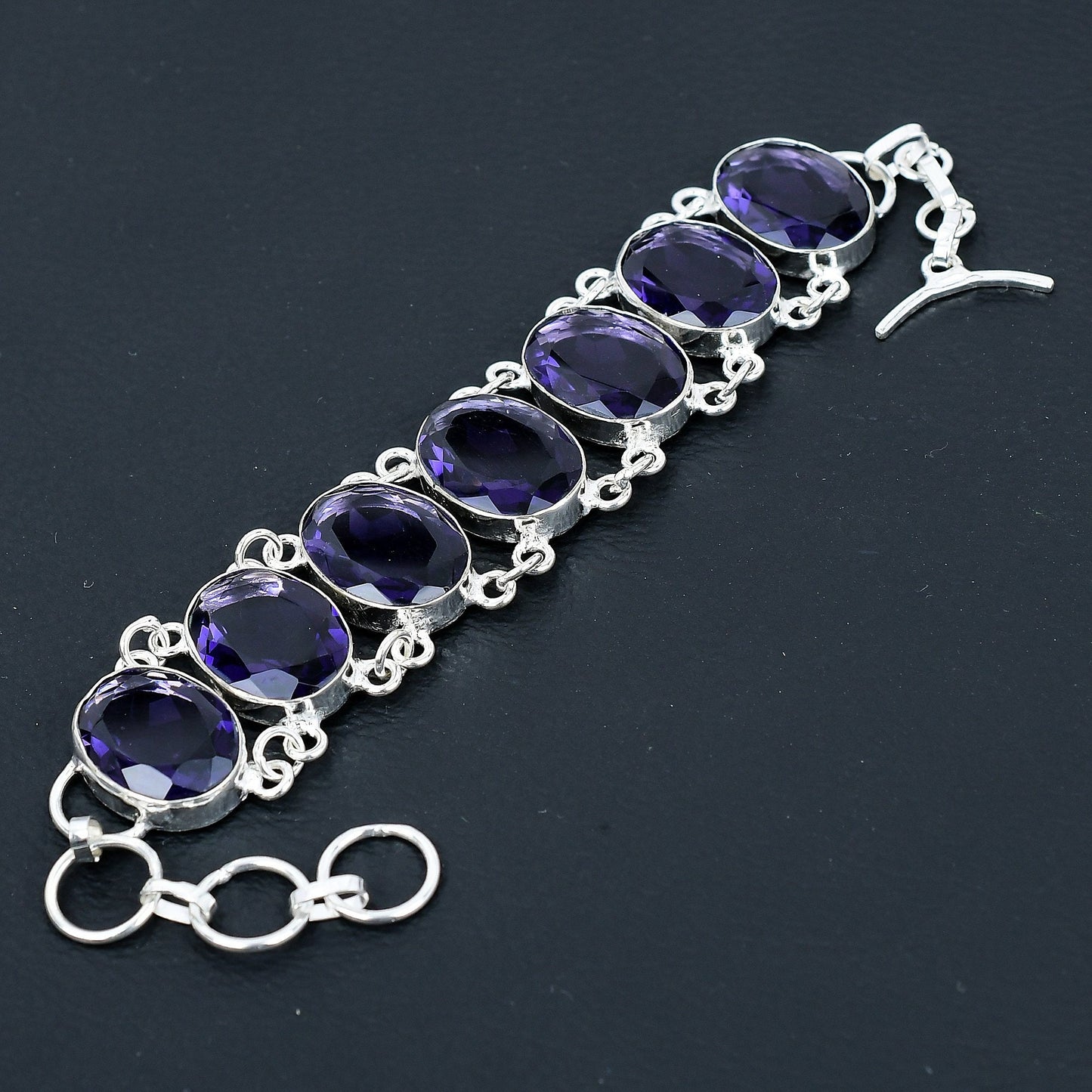 Purple Amethyst Sterling Silver Bracelet