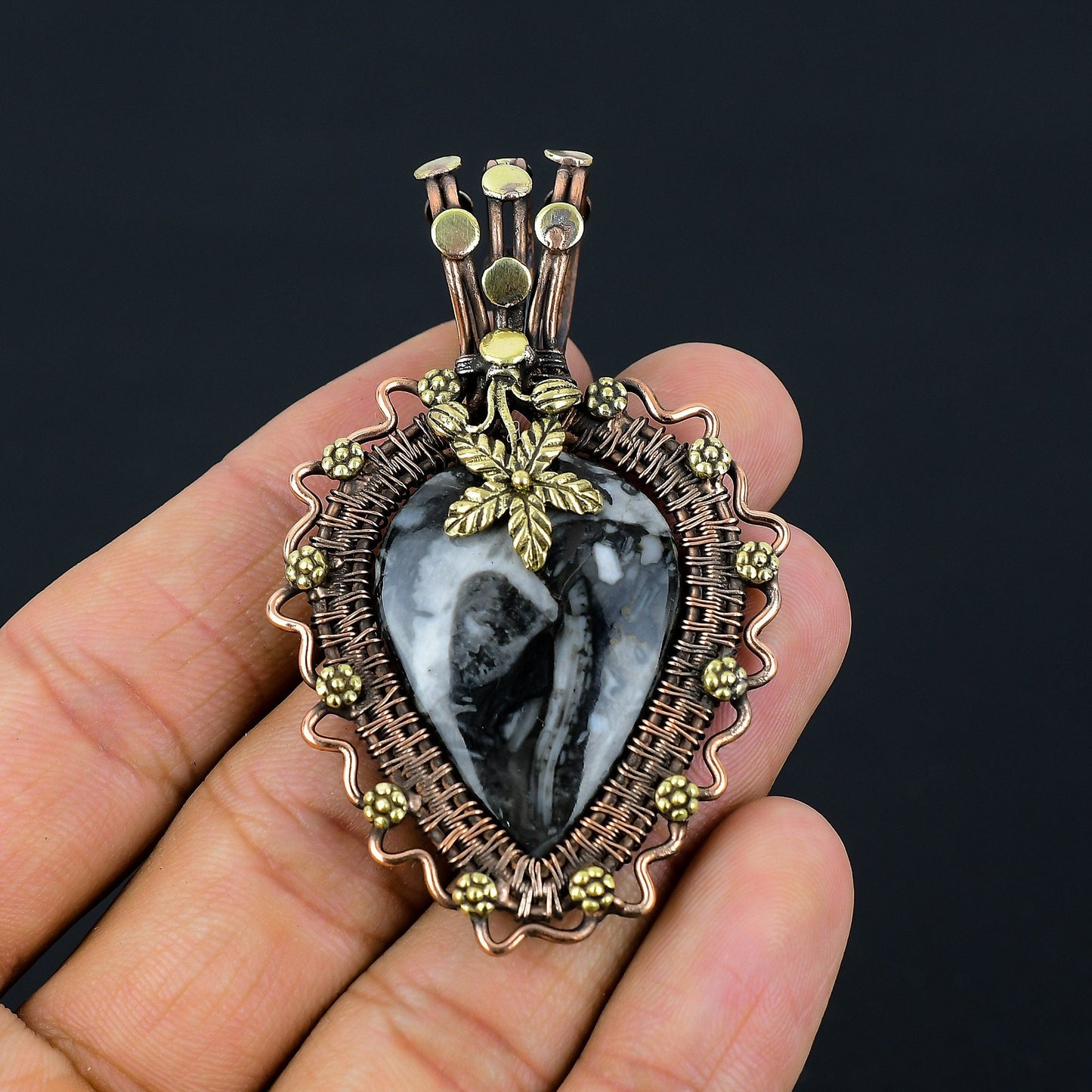 Copper Orthoceras Gemstone Pendant