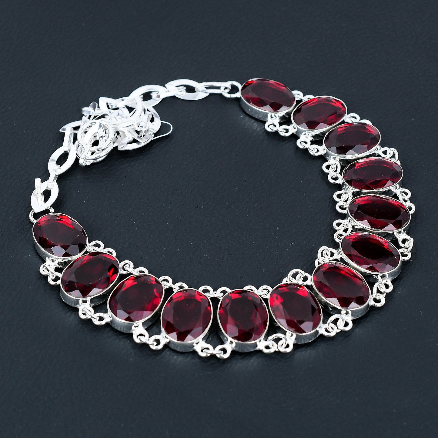 Red Garnet Sterling Silver Necklace