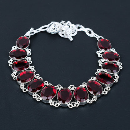Red Garnet Sterling Silver Necklace
