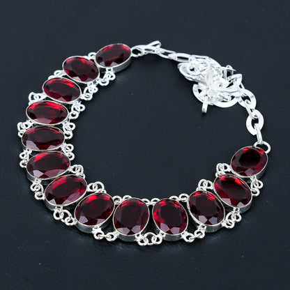Red Garnet Sterling Silver Necklace