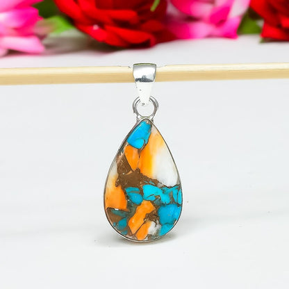 Orange Spiny Oyster Gemstone Pendant