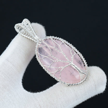 Pink Rose Quartz Gemstone Pendant