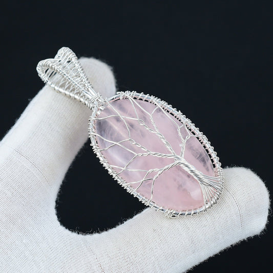 Pink Rose Quartz Gemstone Pendant