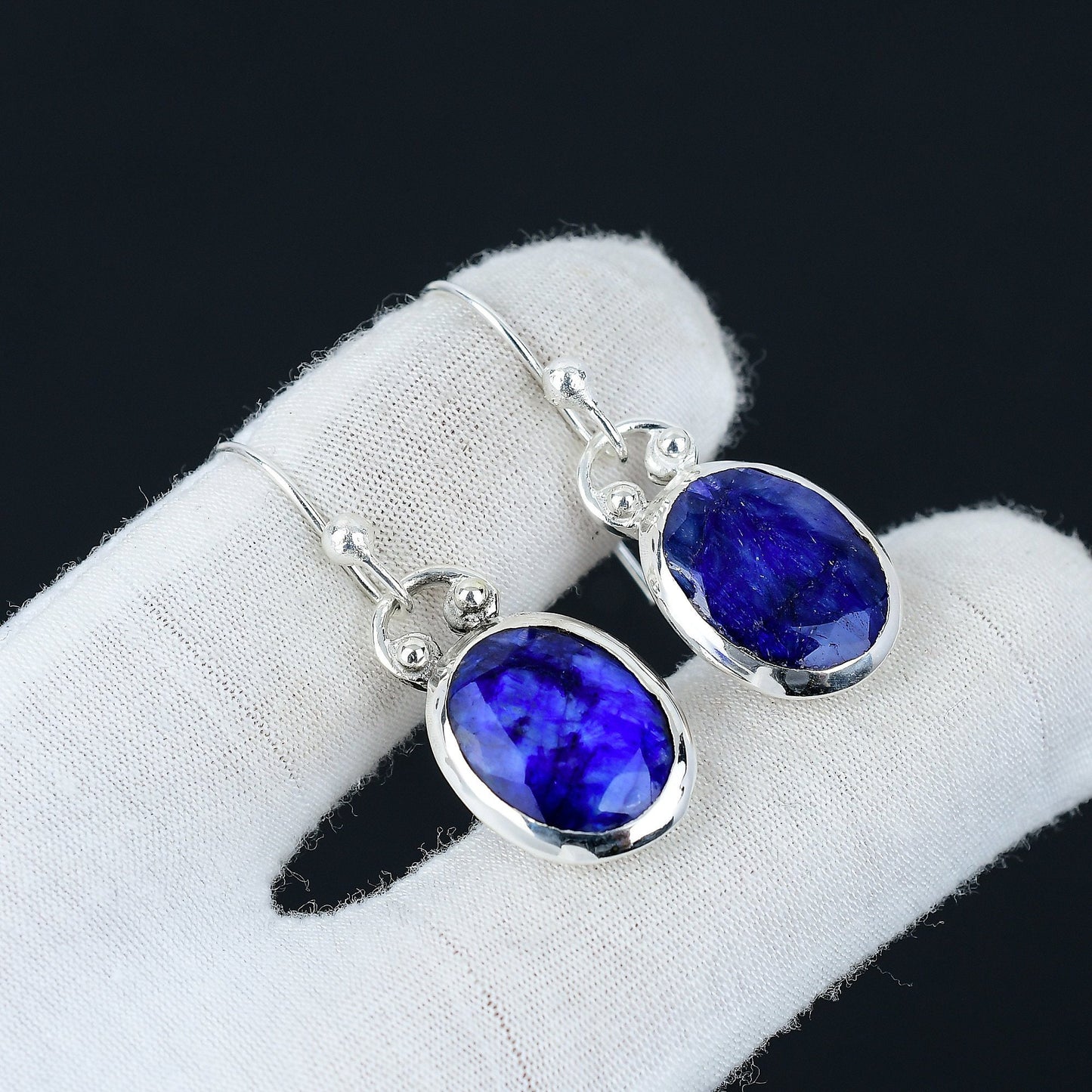 Blue Sapphire Gemstone Earrings