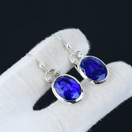 Blue Sapphire Gemstone Earrings