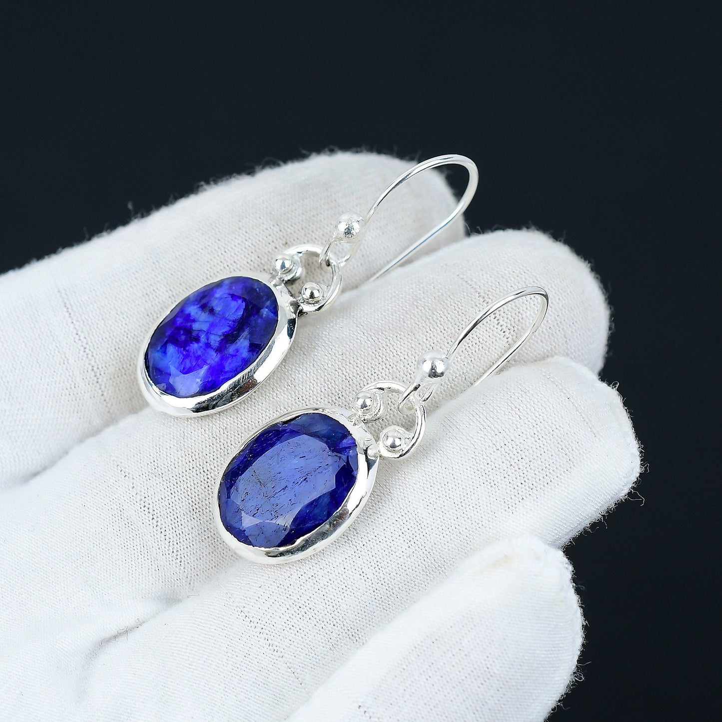Blue Sapphire Gemstone Earrings