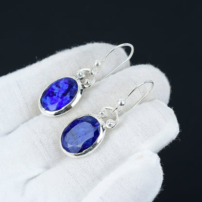 Blue Sapphire Gemstone Earrings