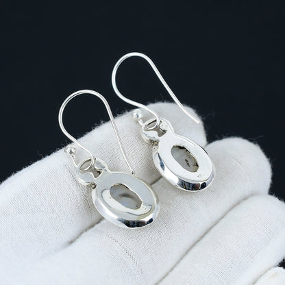 White Rainbow Moonstone Sterling Silver Earrings