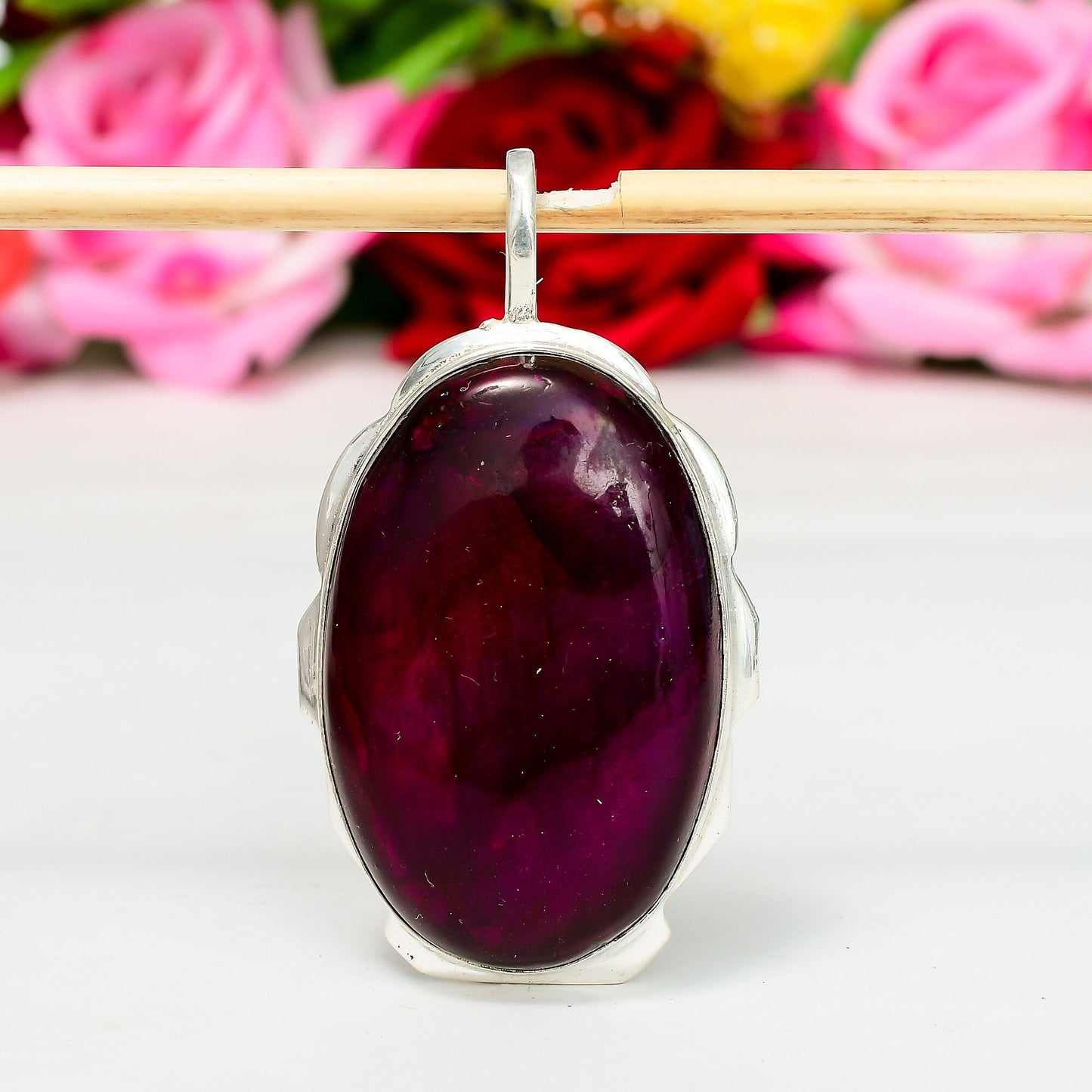 Pink Flash Labradorite Gemstone Pendant