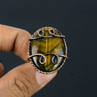Tiger Eye Copper Gemstone Ring