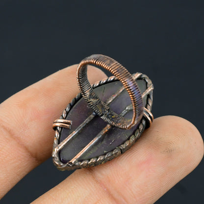 Purple Amethyst Gemstone Copper Ring