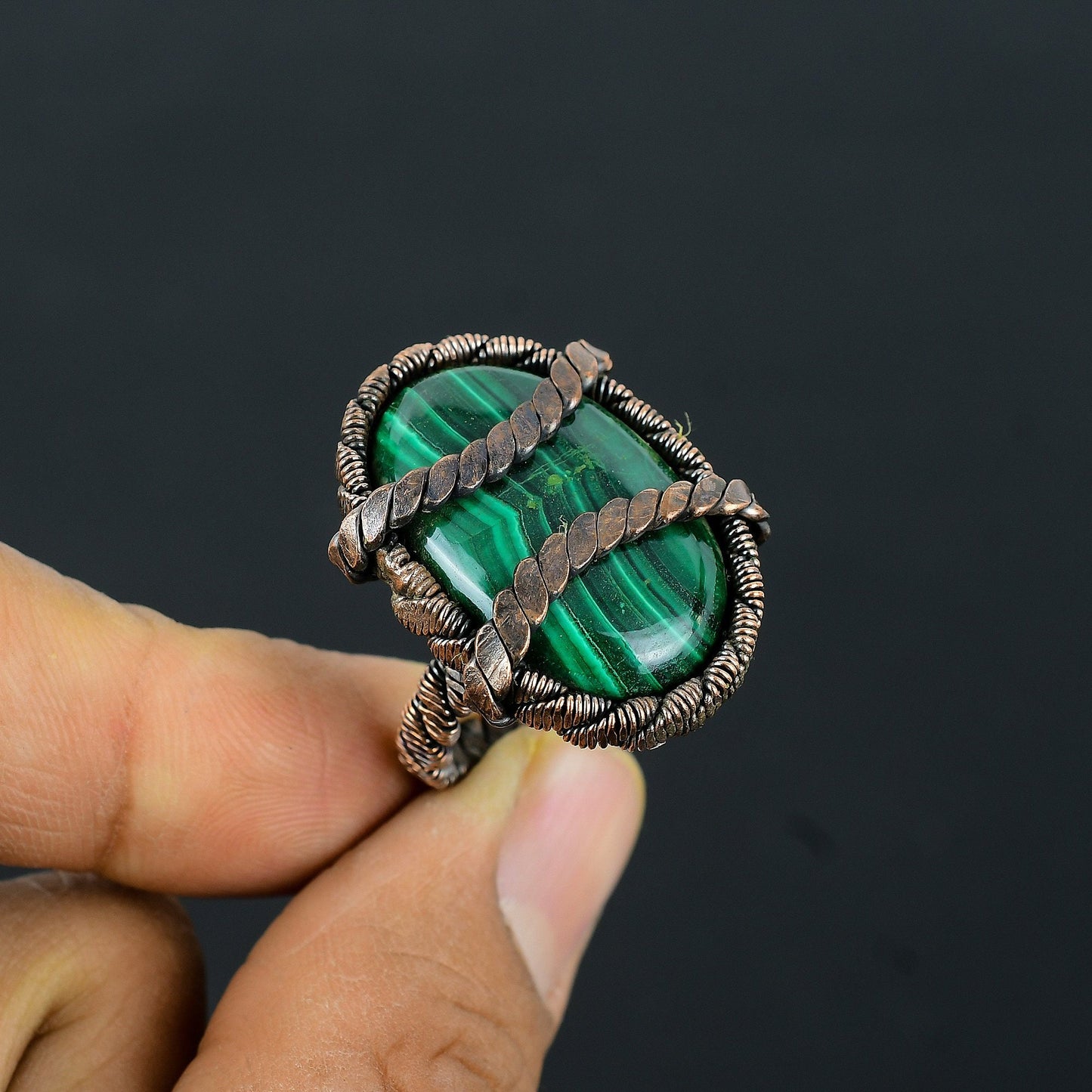 Green Malachite Gemstone Ring
