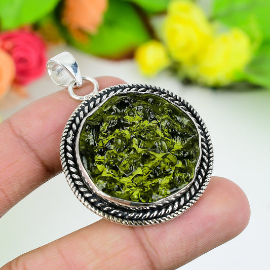Green Moldavite Gemstone Pendant