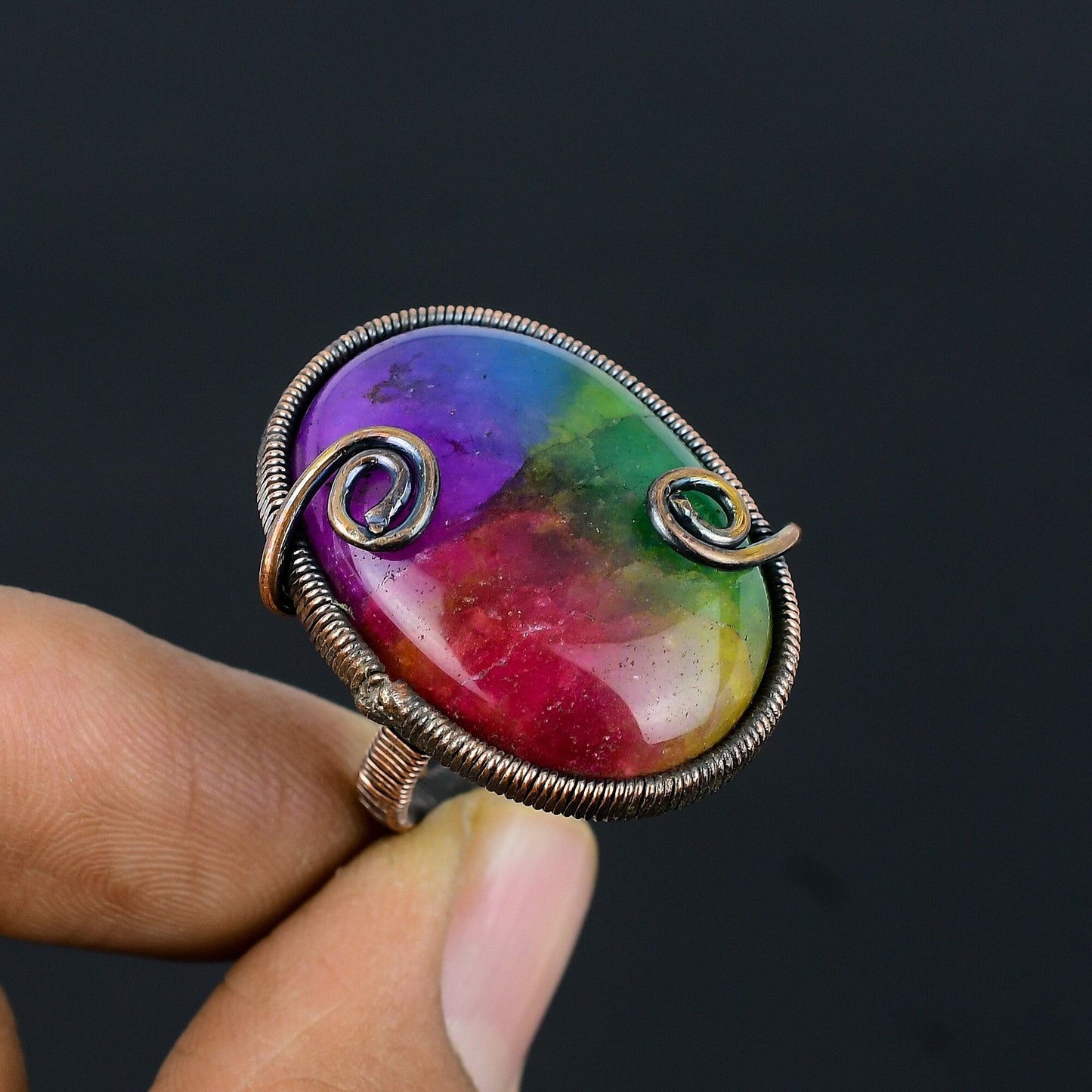 Rainbow Solar Quartz Gemstone Ring