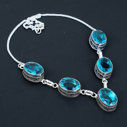 Swiss Blue Topaz Pendant Necklace