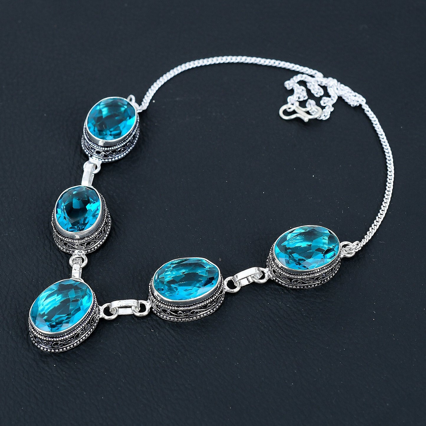 Swiss Blue Topaz Pendant Necklace