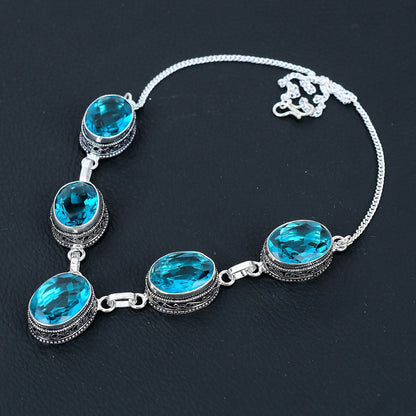 Swiss Blue Topaz Pendant Necklace
