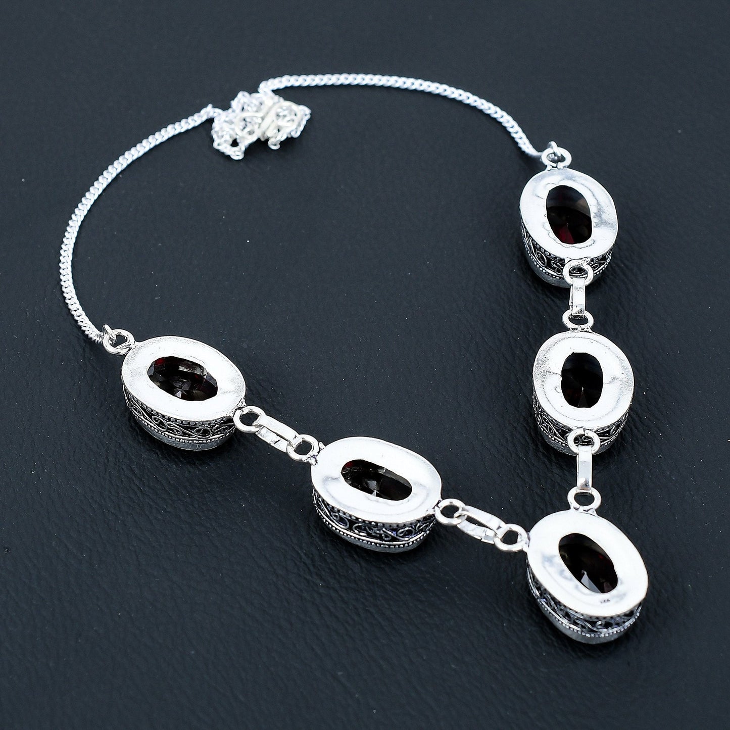 Red Garnet Sterling Silver Necklace