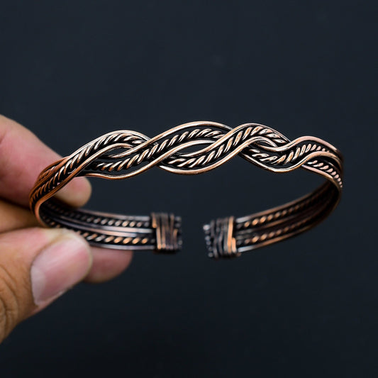 Oxidized Copper Gemstone Cuff Bracelet