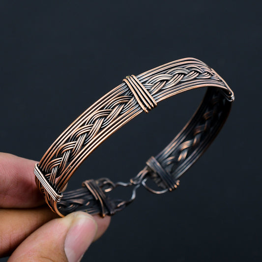 Oxidized Copper Gemstone Cuff Bracelet