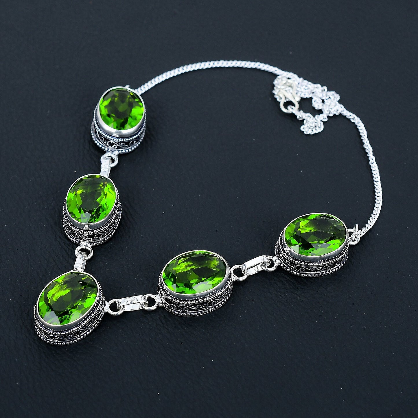 Green Peridot Gemstone Necklace