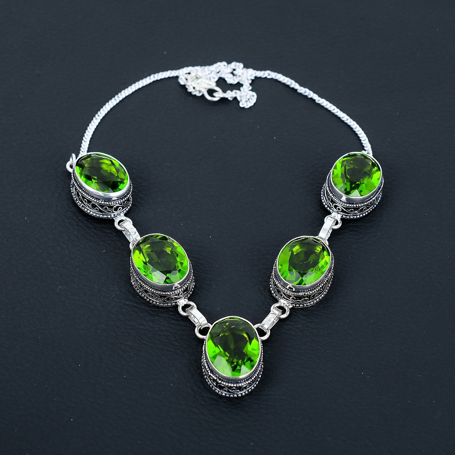 Green Peridot Gemstone Necklace