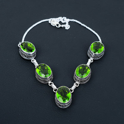 Green Peridot Gemstone Necklace