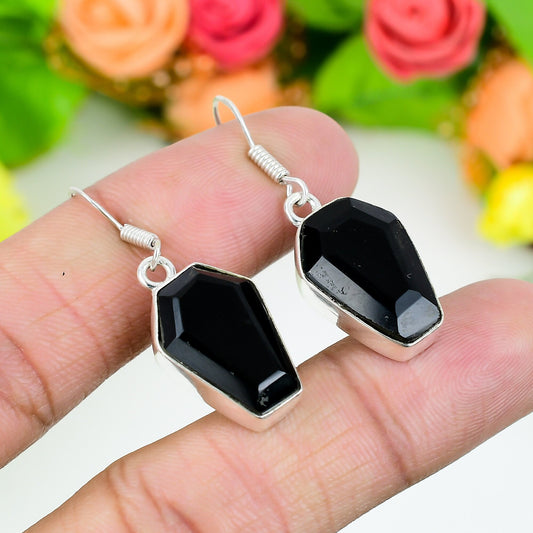 Black Spinel Sterling Silver Earrings