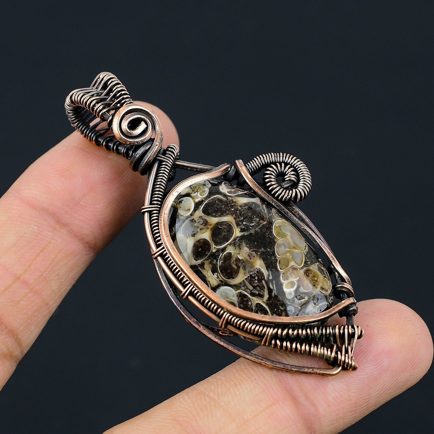 Brown Turritella Agate Gemstone Pendant