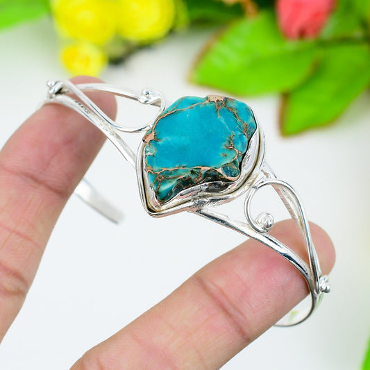 Beige Sea Sediment Gemstone Cuff Bangle