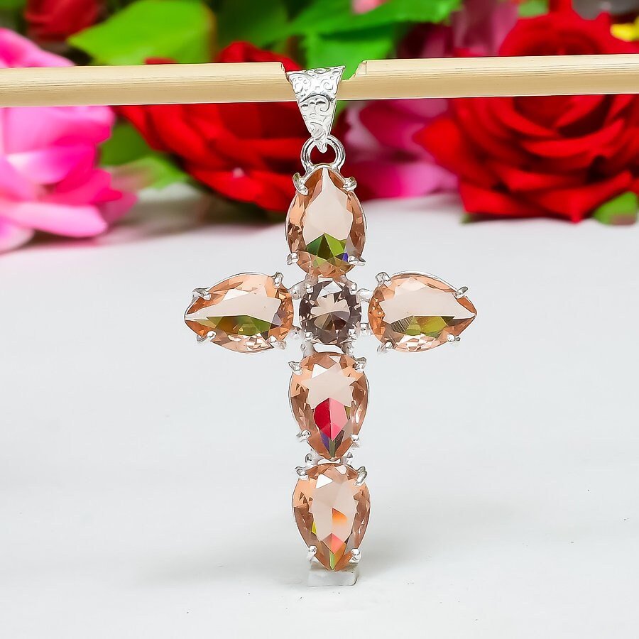 Pink Morganite Cross Pendant