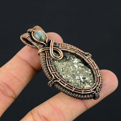 Gold Pyrite and Labradorite Gemstone Pendant