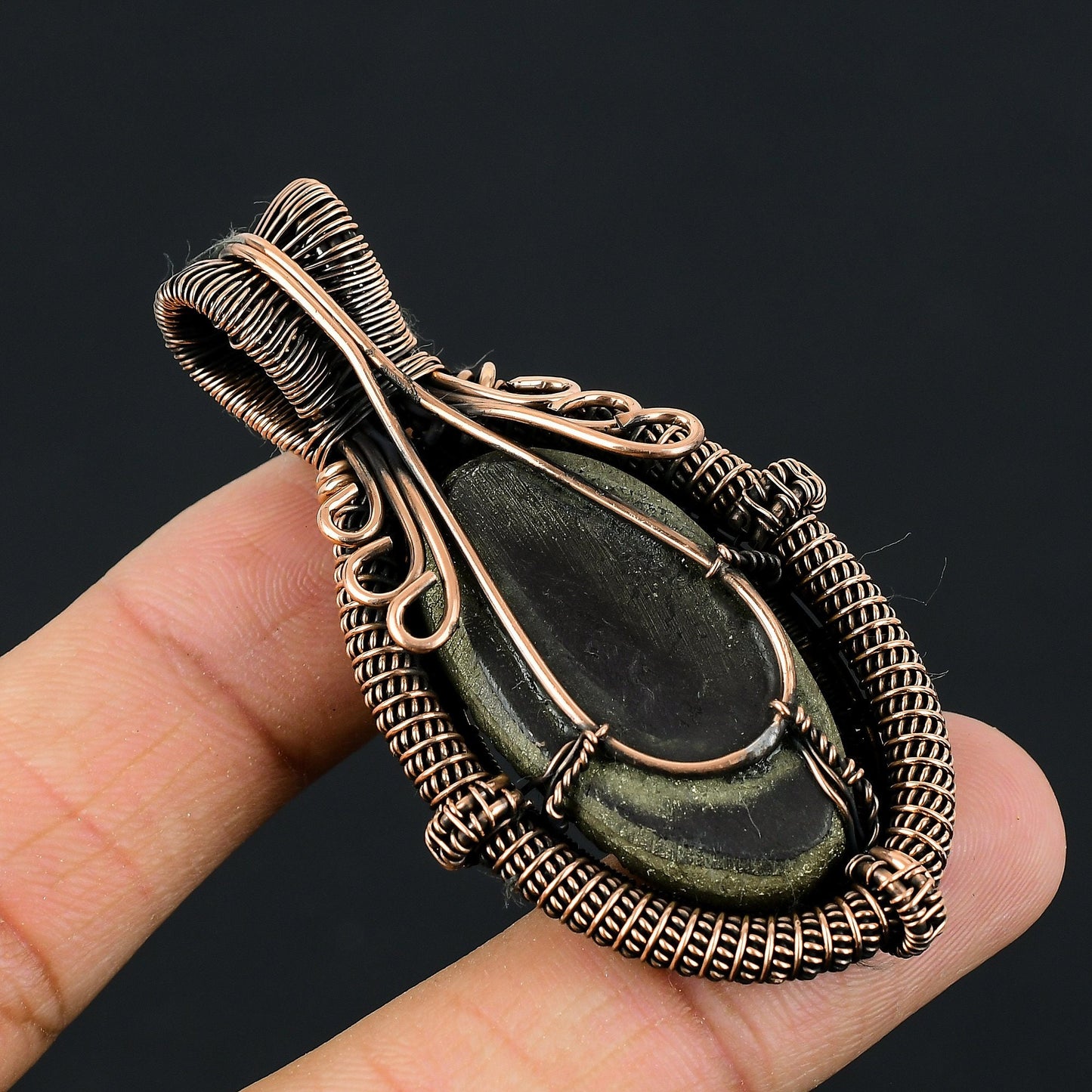 Gold Pyrite and Labradorite Gemstone Pendant