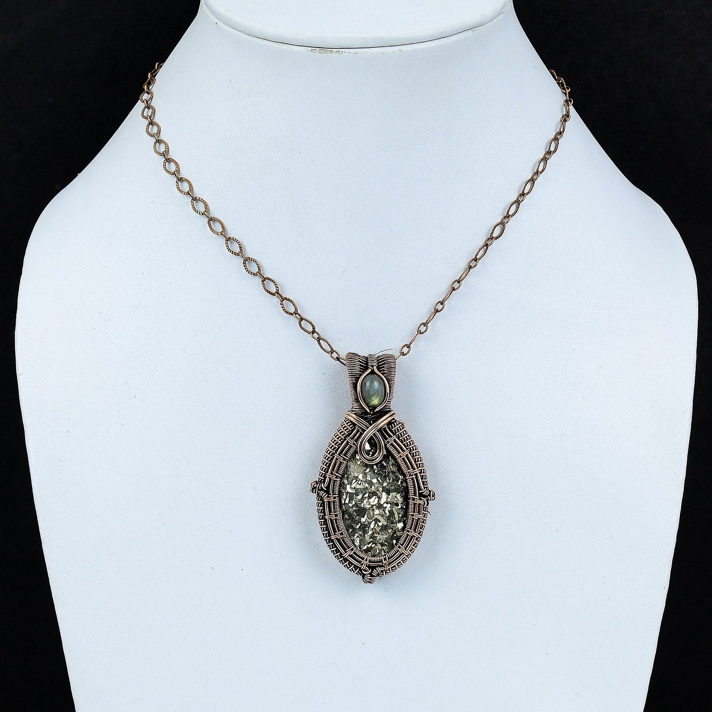 Gold Pyrite and Labradorite Gemstone Pendant