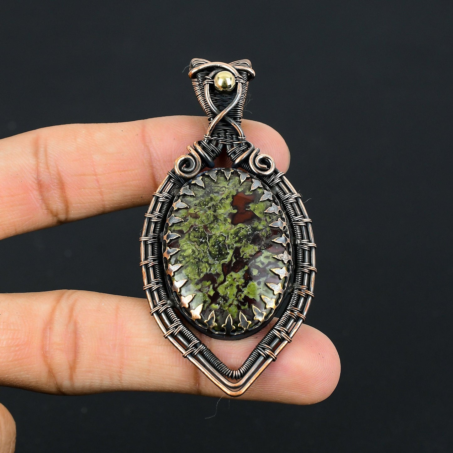 Red & Green Dragon Blood Jasper Gemstone Pendant