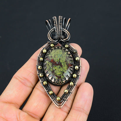 Green Red Dragon Bloodstone Gemstone Pendant