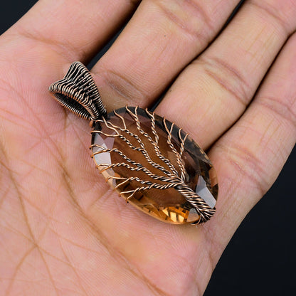 Pink Morganite Gemstone Tree of Life Pendant
