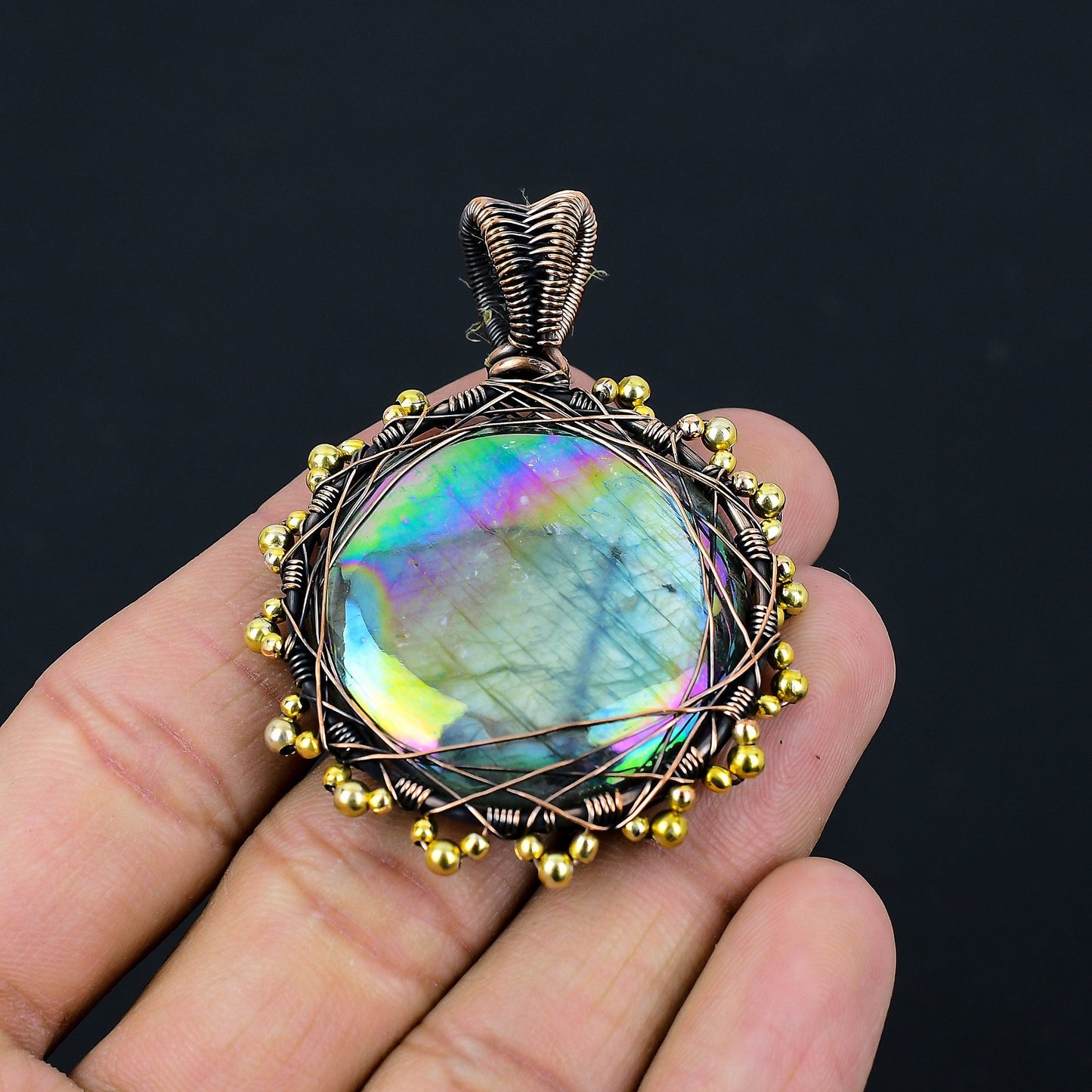 Multi-Flash Labradorite Gemstone Pendant